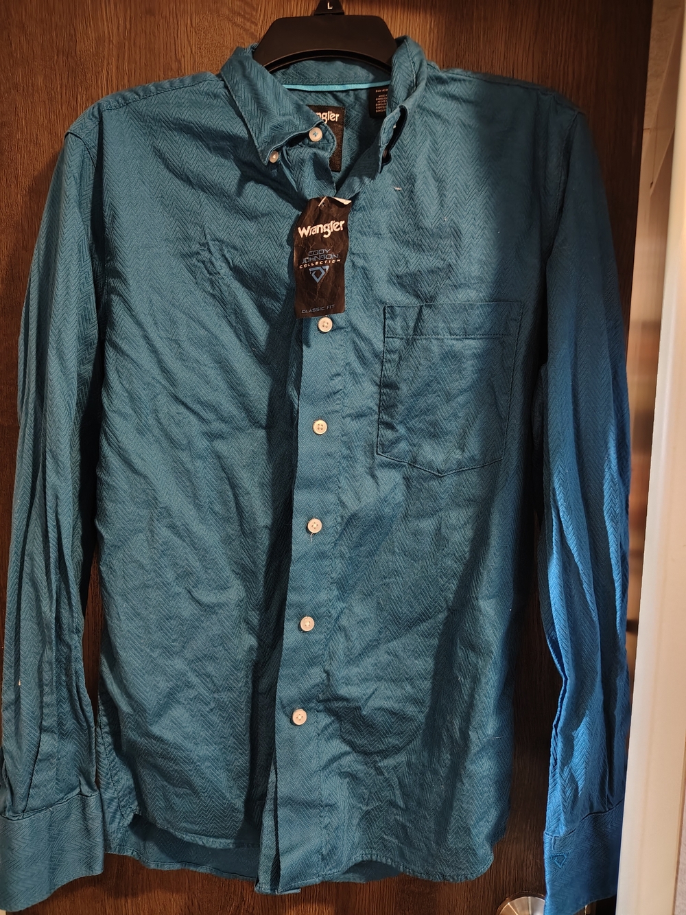Wrangler Men's Teal Button-Down Shirt